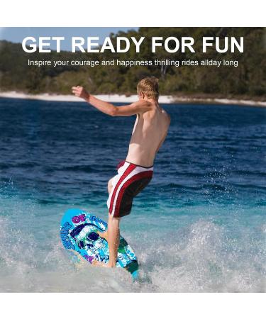 TCXDG Skipper Skimboard 35&41 Inch Wooden Beginners Skim Board - Easy Grip Sand Board for Beach - Blue Skeleton Design - Buy Online on SooperMarket.com