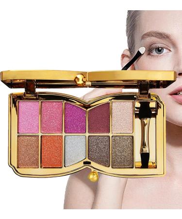 10 Colors Glitter Eyeshadow Pallet Shimmer Colorful Eyeshadow Palette Makeup Diamond Bright Makeup Shimmery Highly Pigmented Waterproof Long-lasting Sweatproof Practice Make Up - Buy Online on SooperMarket.com
