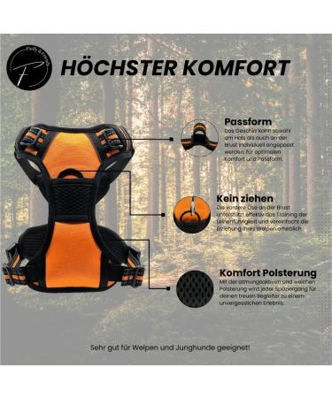 Reflective Dog Harness for Small & Medium Dogs - Nylon Anti-Train - Ideal for Puppy Training - Breathable Mesh - Orange (Size M) - Buy Online on SooperMarket.com