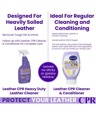 Leather CPR Heavy Duty Cleaner 22oz - Fast & Effective Leather Care for Furniture Cars Purses Shoes & More - Buy Online on SooperMarket.com