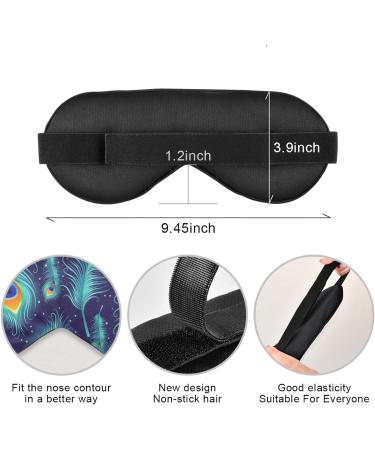 Adjustable Light Blocking Eye Mask for Deep Sleep - Haskirky Adult Men and Women Travel, Yoga, Meditation - Peacock Feather Design - Buy Online on SooperMarket.com