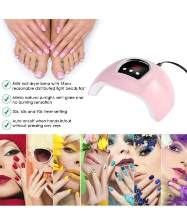 54W UV LED Nail Lamp - Gel Polish Dryer with 18 LEDs, 3 Timers, Auto Sensor, USB Port - Buy Online on SooperMarket.com