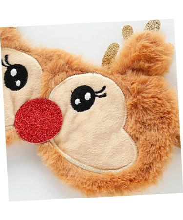 NOLITOY Christmas Deer Eye Mask - 2pcs Plush Blackout Sleep Masks | Furry Animal Eye Shades for Travel & Relaxation - Buy Online on SooperMarket.com