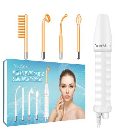 YourMate High Frequency Facial Light Therapy Wand Machine with Neon Tubes for Face Chin Neck Hair, Skin Tightening Wrinkle Reducing, Hair Care