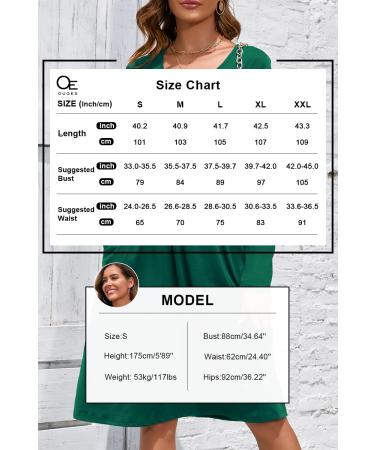 OUGES Women's Spring Casual Midi Dress with Long Sleeve V-Neck Floral Print and Pockets - Green - Buy Online on SooperMarket.com