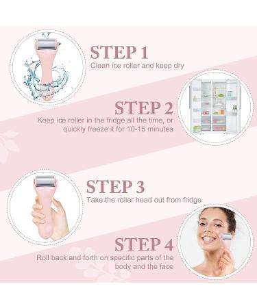 Pink Stainless Steel Ice Roller Set for Face and Eye | Skin Care for Puffiness, Migraine Pain Relief, Dark Circles | 2-Piece Facial Roller Kit - Buy Online on SooperMarket.com