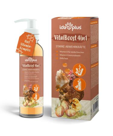 Ida Plus - Vitalboost 4in1 200 ml - vitamin concentrate with vitamin adec for strong immune system & stable growth - feed supplements for the vitamin supply of chickens ducks & poultry