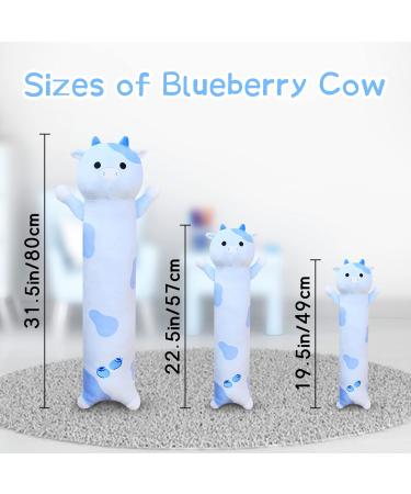 Blueberry Cow Plush Body Pillow - 49cm Stuffed Animal for Kids, Long Soft Plushie Toy, Birthday & Valentines Day Gift - Blue - Buy Online on SooperMarket.com