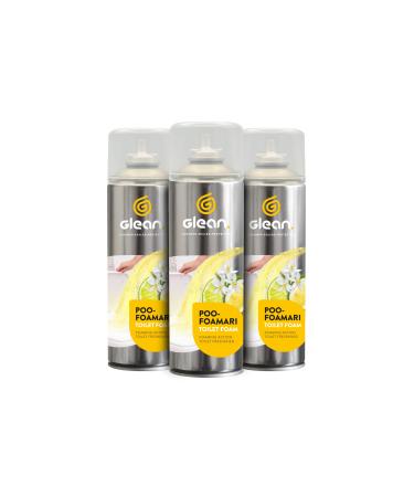 GLEAN Poo-Foamari Pre Poo Toilet Spray | Citrus | 3 x 500ml | Family Size Toilet Spray Traps Nasty Odours | Use Before You Go | Powerful Foaming Action Traps Odours and Cleans The Toilet Bowl Citrus 500 g (Pack of 3)