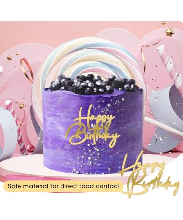 Happy Birthday Cake Topper 2Pcs Gold Cake Decoration Glitter Gold Acrylic Cake Topper Happy Birthday Cupcake Toppers Supplies for Birthday Cake for Man Boys Women Girls Theme Birthday Party Decor - Buy Online on SooperMarket.com