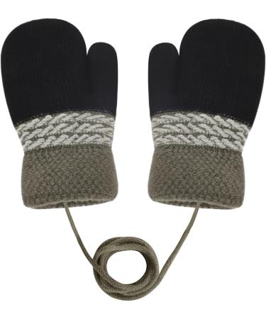 Niceyea Toddler Knitted Gloves | Winter Warm Full Finger Mittens with Fluffy Lining | Magic Gloves for Boys Girls 1-3 Years Old | Black - Buy Online on SooperMarket.com