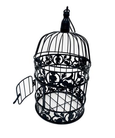 PET SHOW Round Birdcages Metal Wall Hanging Bird Cage for Small Birds Wedding Party Indoor Ourdoor Decoration 9.8INCH and 13.8INCH Color Black White Bronze Pack of 1 S Black