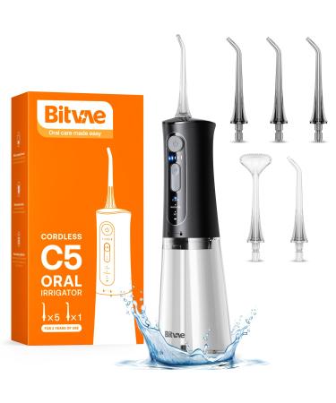 Bitvae Water Flossers for Teeth Cordless Water Flosser with 3 Modes & 5 Intensities Water Teeth Cleaner Picksfor Teeth Cleaning IPX7 Waterproof & Rechargeable Portable for Travel Black