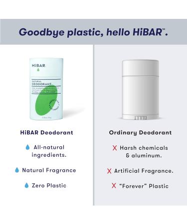 HiBAR - Fresh Rain & Cucumber Plastic Free Deodorant - Natural Deodorant - All-Day Protection - With Sunflower Seed Wax Rice Bran & Shea Butter - Plastic Paraben & Aluminum-Free - Vegan - 3 Pack 3-Pack Fresh Rain & Cucumber - Buy Online on SooperMarket.com