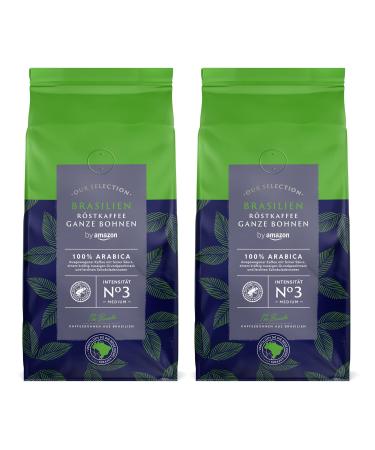 Our Selection by Amazon Select Roasted Coffee from Brazil Medium Roast Whole Beans 500g Pack of 2 (Formerly Happy Belly Brand)