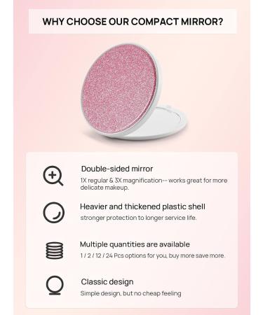 Getinbulk Pink PU Leather Compact Mirror Bulk - Double-Sided 1X/3X Magnifying, Small Pocket Makeup Mirror (2.7 inches) - Buy Online on SooperMarket.com