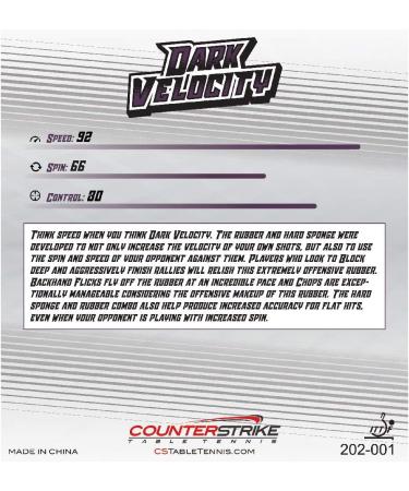 Dark Velocity 2.1mm Smooth Rubber | ITTF Approved Table Tennis/Ping Pong Rubber - Buy Online on SooperMarket.com