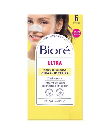 Biore Deep Cleansing Nose Clear-Up Strips - Witch Hazel -Removes Deep Blackheads Pack of 2 (2 x 6 pieces)