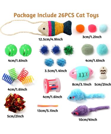 QUOZUO Cat Toys Kitten Toys Assortments 26 Packs Hanging Interactive cat Toys for Indoor Cats Cat Wand Toy Cat Feather Toys Cat Balls Cat Mouse Toy - Buy Online on SooperMarket.com