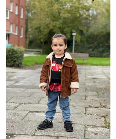 Volunboy Toddler Corduroy Sherpa Jacket | Warm Fleece Lining | Button Down Coat for Baby Boys/Girls 3-4 Years - Brown - Buy Online on SooperMarket.com