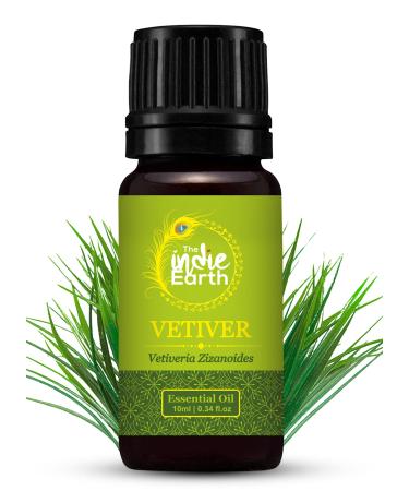 The Indie Earth 100% Pure & Undiluted Vetiver Essential Oil For Aromatherapy & Topical Use - Sourced Directly from INDIA 10 ml