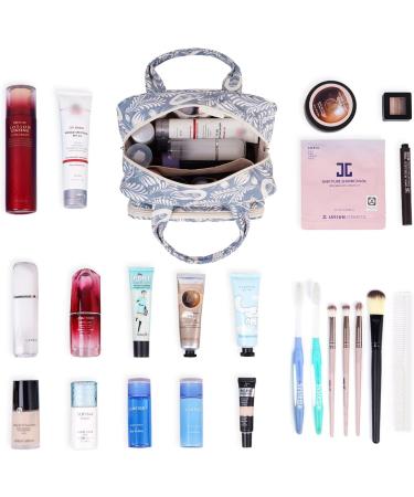 Large Blue Leaf Toiletry Bag - Travel Makeup Organizer for Women - Buy Online on SooperMarket.com