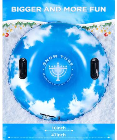 HITOP Snow Tube - Heavy Duty Inflatable Sled for Kids and Adults | Thickened 0.9mm Material | Perfect Winter Toy Gift - Cloud Sky03 - Buy Online on SooperMarket.com