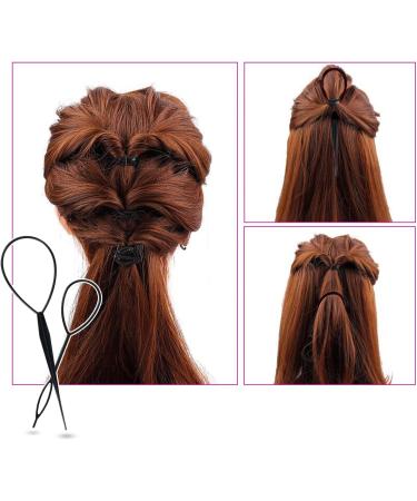 Sularpek Tail Hair Tool 2 pcs Durable Hair Looping Tool Tail French Braid Loop Tool Fashion Hair Braiding Tool for Making Women and Girls Hair Style (Black) - Buy Online on SooperMarket.com