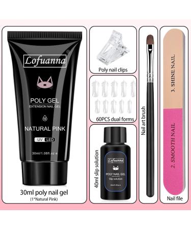 Poly Gel Nail Kit 30ML Professional Extension Builder Set - Natural Pink | Basic Nail Kit for Women - Ideal Gift - Buy Online on SooperMarket.com