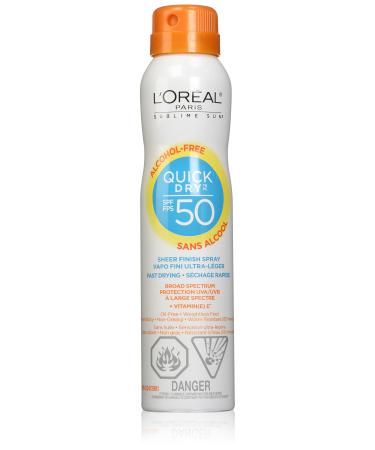 L'Oreal Paris Advanced Suncare Quick Dry Sheer Finish Spray SPF 50  For All Skin Types  4.5 Ounce