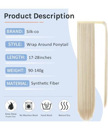 Sandy&Bleach Blond 28 Silk-co Clip in Ponytail Extension for Women - Heat-Resistant Straight Wrap Around Hairpiece - 28 Inch Long Smooth Hair Clip - Buy Online on SooperMarket.com