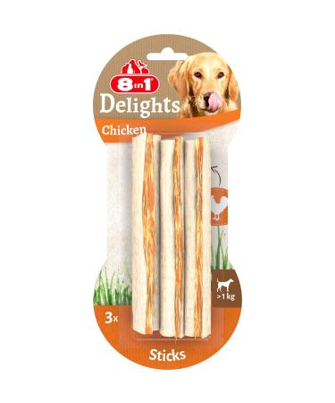 8in1 Delights Chicken Chew Sticks healthy chew snack for dogs 3 pieces 75 g (Pack of 1) Sticks (3 pieces)