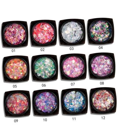 NOLITOY Set 12 - Glitter Body Gel Makeup for Face & Body | Shiny Sequin Gel for Stunning Makeup Looks | International Shipping Available - Buy Online on SooperMarket.com