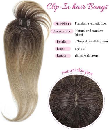 MORICHY Clip in Fringe 360 Bangs Hair Clip Fake Bangs with Long Layered Fringe Clip in Hair for Women Mix Blonde Bangs Clip in Hair Extensions Curved Bangs for Daily Use(Mix Blonde with Dark Root) 18Inch RT6/22/613A# - Buy Online on SooperMarket.com
