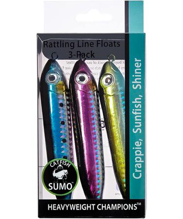Catfish Rattling Line Float Lure 4 inch (3-Pack) - Demon Dragon Style Peg for Santee Rig Fishing - Green Sunfish Blue Crappie Purple Shiner - Buy Online on SooperMarket.com