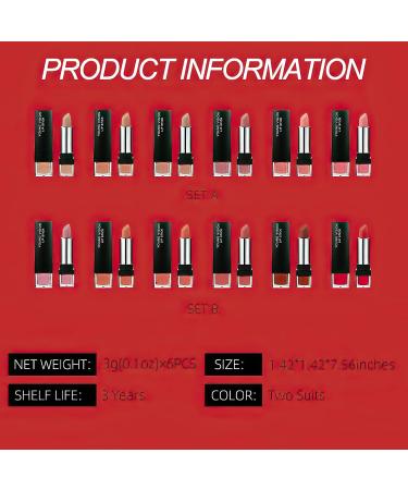 MIELIKKI 6 Colors Velvet Matte Lipstick Set - Long Lasting, Waterproof & Highly Pigmented | Soft Nude Lipsticks - Non-Stick Cup | Ideal Beauty Cosmetics Gift for Mothers Day - Buy Online on SooperMarket.com
