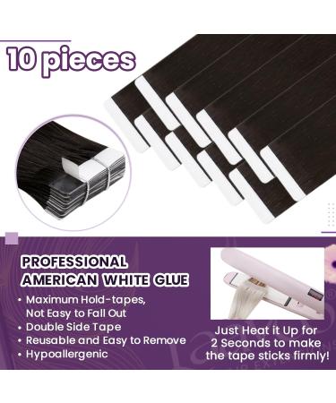 Laavoo 60cm Brown Tape-In Hair Extensions | Real Hair Invisible & Lightweight | 10pcs #2 Dark Brown - Buy Online on SooperMarket.com