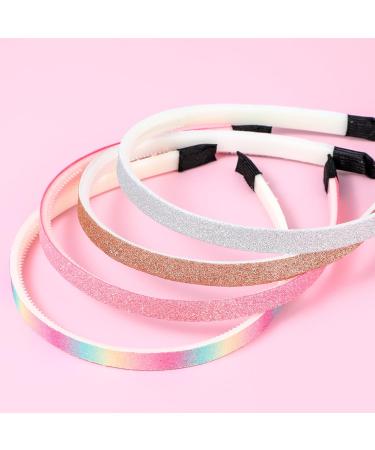 WLLHYF Glitter Headband 4pcs Plastic Sparkly Cute Non Slip Chunky Hairbands Thick Bling Confetti Rainbow Hair Bands with Teeth Little Girls Colorful Hair Accessories (Solid color - black tail) - Buy Online on SooperMarket.com