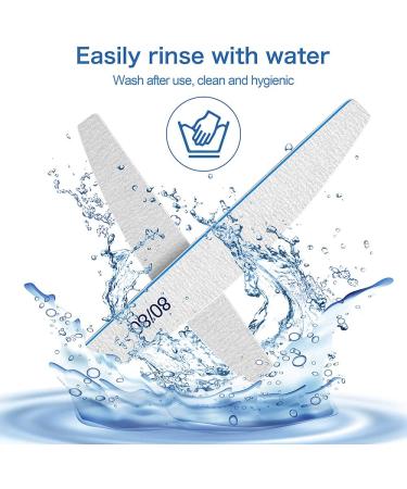 12 PCS 80/80 Grit Nail Files for Acrylic Nails & Poly Gel Extensions - Coarse Washable Emery Boards for Manicure, Home & Salon Use - Buy Online on SooperMarket.com