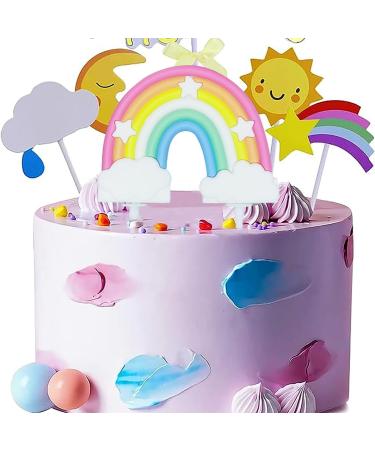 Airfish Rainbow Cake Topper Rainbow Cake Decoration for Happy Birthday Rainbow Theme Cake Supplies for Boys and Girls Party Anniversary Wedding Kids - Buy Online on SooperMarket.com