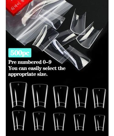 500PCS Short Duck Nail Tips - Clear Half Cover Acrylic Nails for Salon | Extra Short Flare French Nail Extensions | 10 Sizes - Buy Online on SooperMarket.com