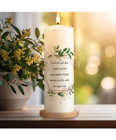 Personalized Gravure Printed Christening Candle - Golden Cross Baptism Gift for Boys & Girls - High-Quality 250/80 mm - Buy Online on SooperMarket.com