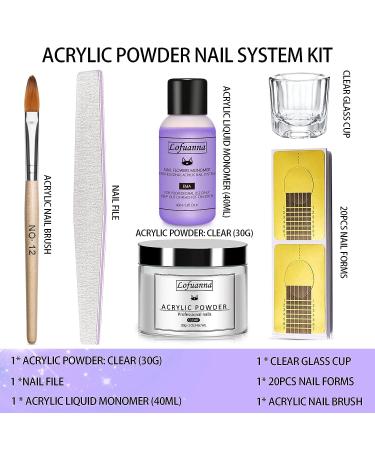 lofuanna Acrylic Nail Art Kit - Clear Powder, Liquid Monomer, Nail Extension Tools Set - Buy Online on SooperMarket.com