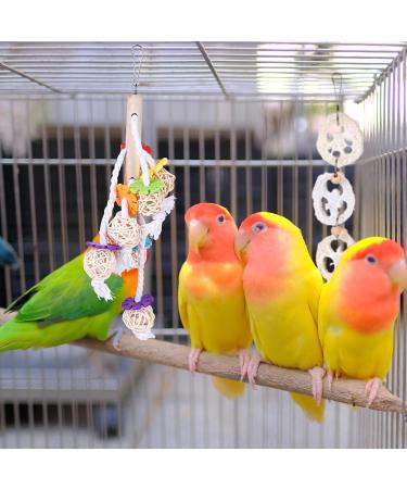 Bird Toys - 9 Piece Parrot Swing Set & Cage Accessories | Wooden Platforms for Budgies Finches & Nymphensittiche - Buy Online on SooperMarket.com