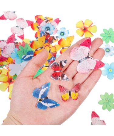 Caromoriber House 100 Pack Edible Butterfly Cupcake Toppers Wafer Paper Cake Dessert Toppers Edible Flowers and Butterflies for Cakes 3D Cake Butterfly Topper for for Birthday Party - Buy Online on SooperMarket.com
