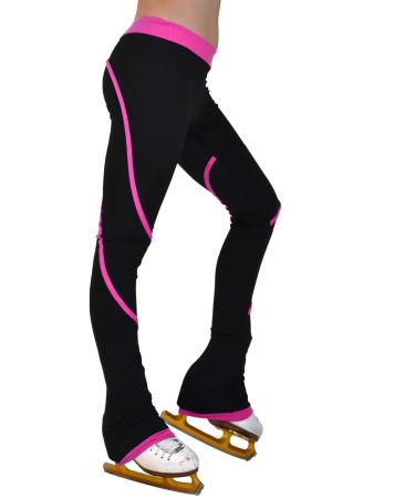 ChloeNoel Figure Skating Heavy Poly Spandex Pipings Swirl Skate Pants P76 Small Fuchsia