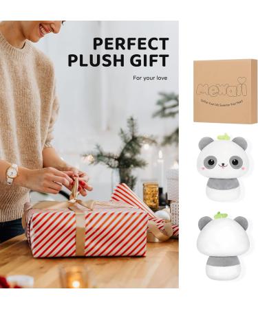 Mewaii 14'' Soft Gray Panda Mushroom Pillow Stuffed Animal Plush - Cuddly Panda Toy for Kids | 14 Inch Gray and White Plushie - Buy Online on SooperMarket.com