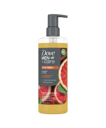 Dove Men+Care 2-in-1 Shampoo + Conditioner Pure Fresh Orange & Sage for Strong Healthy-Looking Hair with Vitamin C & Mineral Complex 17.5 oz