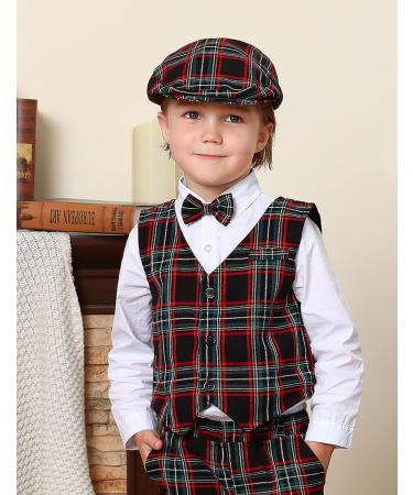 Mint Green Baby Flat Cap | Vintage Drivers Hat | Breathable & Soft | Age 0-8 Years | 1-2 Years | Black Plaid - Buy Online on SooperMarket.com