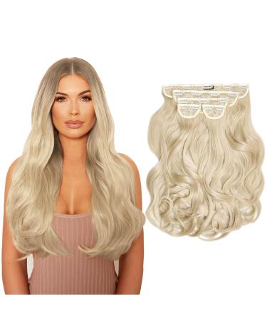 Lullabellz Super Thick Blow Dry Wavy Clip In Hair Extensions 5-Piece 22-Inch Length Light Blonde